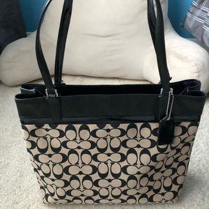 NEW COACH 29426 SM Jacquard Tote Khaki/Black